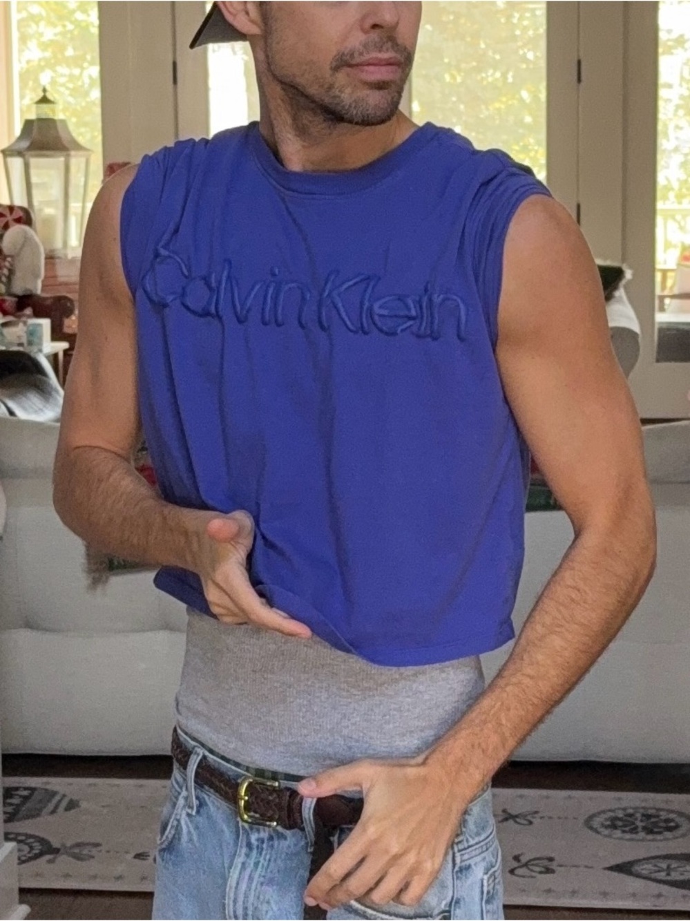 Calvin Klein Tonal 3D Logo Cropped Tee 💙